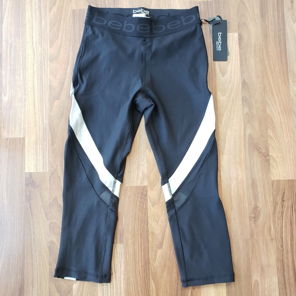 Bebe Black Leggings w/ Mesh Detail